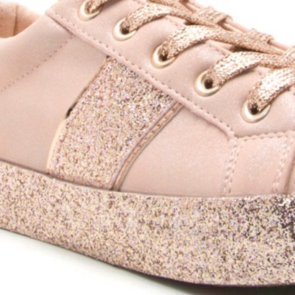 🅛🅐🅢🅣 9 Street wear blush sneaker, rose glitter - Picture 3 of 5